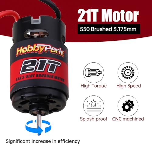 Hobbypark 21T Motor 550 Brushed Motors w/Heatsink for 1/10 RC Crawler Car Traxxas TRX4 TRX6 Axial SCX10 II III Redcat Gen7 Gen8 RC4WD - size: 21T