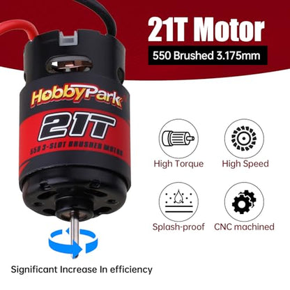 Hobbypark 21T Motor 550 Brushed Motors w/Heatsink for 1/10 RC Crawler Car Traxxas TRX4 TRX6 Axial SCX10 II III Redcat Gen7 Gen8 RC4WD - size: 21T