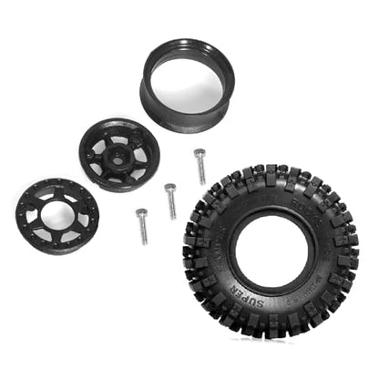 1.0 Beadlock Wheels and Tires（4pcs） 1.0 Crawler Tires OD 55 * 23mm Plastics 1.0 Wheel 1/18 1/24 RC Crawler Tires for SCX24 TRX4M FMS FCX24 FCX18 AX24 (at)