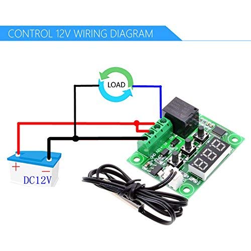 HiLetgo 2pcs W1209 12V DC Digital Temperature Controller Board Micro Digital Thermostat -50-110°C Electronic Temperature Temp Control Module Switch with 10A One-Channel Relay and Waterproof - color: NO Case