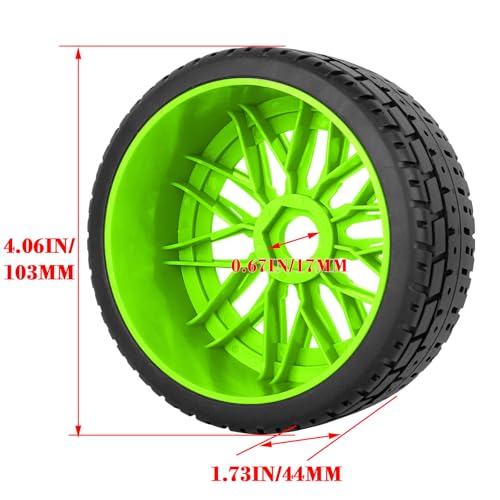 RC Tires Highway Tires for 1/8 Typhon 6s BLX,1/7 Infraction 6S BLX,Limitless RC Car,RC Wheels Set/Highway Wheel,Plastic Wheels,Green - color: Green- (Wheel Tires)