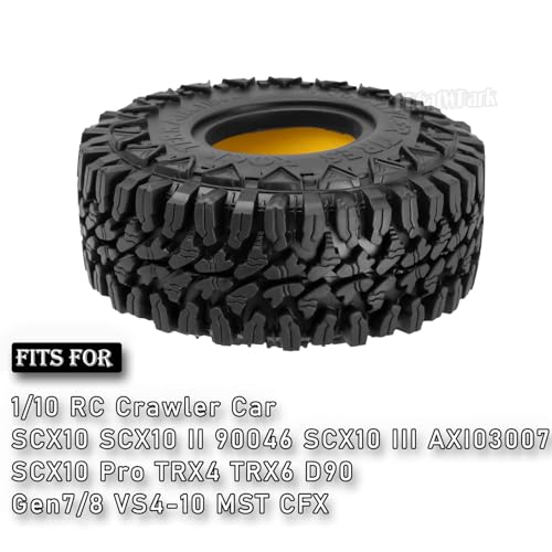 RC 1.9In Soft Rubber Wheel Tires for 1/10 RC Crawler Car SCX10 SCX10 II 90046 SCX10 III AXI03007 SCX10 Pro TRX4 TRX6 D90 Gen7/8 VS4-10 MST CFX,BRCatWPark 4Pcs Soft Rubber Wheel Tires-(D) - style: 4Pcs 1.9 Rubber Wheel - (D)