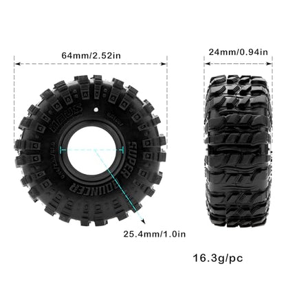 MEUS RACING 1.0 Tires - MS6 Super Bouncer Crawler Tires for TRX4M SCX24 FCX24 AX24 1/24 1/18 RC Crawler, 0.94/2.52/R1.0, #M1001 - size: M1001