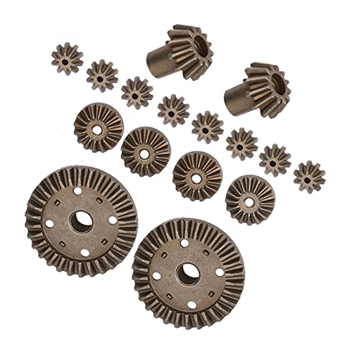 T best 16pcs Metal Gear, Metal Spur Diff Differential Main Gear RC Gear Upgrade Parts Fit for 12428 12423 RC Accessory