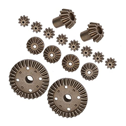 T best 16pcs Metal Gear, Metal Spur Diff Differential Main Gear RC Gear Upgrade Parts Fit for 12428 12423 RC Accessory