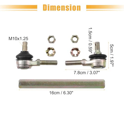 ACROPIX 16cm 6.30" Steering Tie Rod End Tie Rod Link Fit for 50cc 70cc 90cc 110cc 125cc 150cc ATV Quad Four Wheeler with Ball Joint Accessories - Pack of 2 - size: 160mm