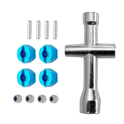 Aluminum Alloy 12mm Wheel Hex Nuts and M4 Lock Nuts Compatible with MJX Hyper Go 14301 14302 14210 16207 16209 16210 1/14 1/16 RC Car (Blue) - color: Blue