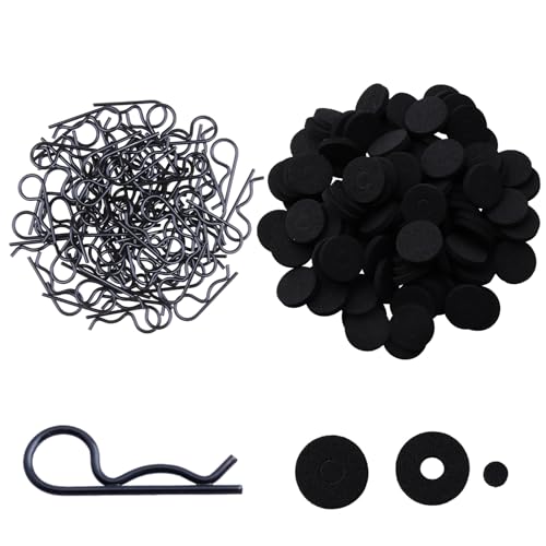 HobbyPark 200pcs RC Clips Pins & Foam Washers for 1/10 1/12 Scale Traxxas Redcat HPI Himoto HSP Exceed RC Cars Parts Trucks Buggies Body Shell Replacement (Black Clips) - color: Black Clips