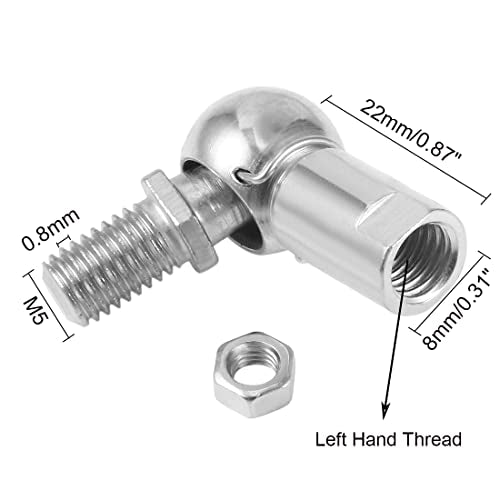 Ball Head Joint Rod End Bearing, 4pcs M5 Left Thread Ball Socket Universal Joints Carbon Steel Angle Ball Joint Fitting for Automotive, Hinged Door, Cupboard - size: M5, style: Left Thread