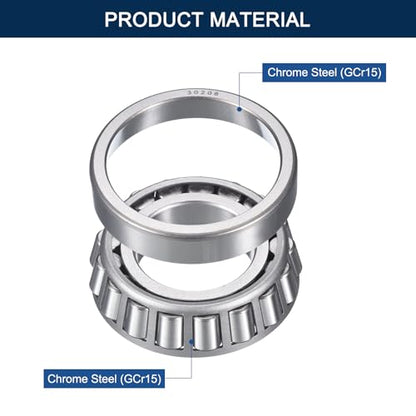 2 Pack 30208 Tapered Roller Bearing Cone and Cup Set | 40mm Bore 80mm OD 20mm Cup Width, Chrome Steel Wheel Bearings, ABEC-3 - size: 30208