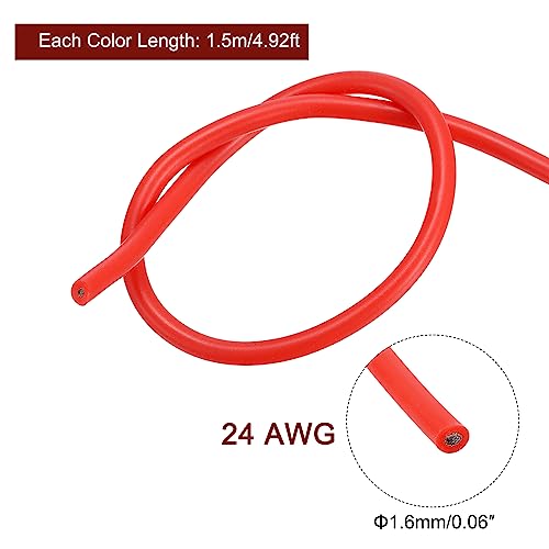 MECCANIXITY 24 Gauge Wire Silicone Wire 24AWG Electrical Wire Stranded Wire Tinned Copper Wire High Temp Hookup Wire 6 Color 1.5m/4.92ft for Car Model Electric Appliances 6pcs - size: 24AWG, 4.92ft