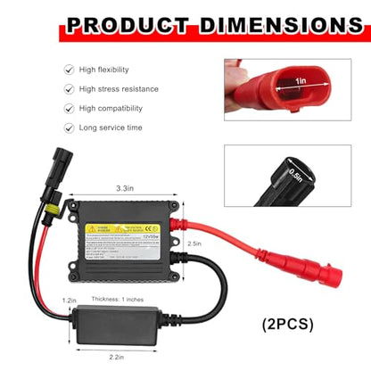 2PCS DC 12V 55W Xenon HID Ballast, Ultrathin HID Ballast Control Unit Automotive Headlight Stabilizer, Super Slim Design Xenon Lamp Replacement Ballast Kit, Car Accessories - size: 55W