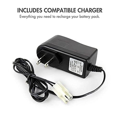 Tenergy 9.6V Flat NiMH Battery Packs for RC Car, High Capacity 8-Cell 2000mAh Rechargeable Battery Pack, Replacement Hobby Battery Pack with Standard Tamiya Connectors (2 Battery Packs + 1 Charger)