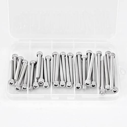 M5 x 40mm 45mm 50mm 55mm 60mm Hex Socket Head Cap Screws Bolts 304 Stainless Steel Allen Hex Drive Metric Machine, Fully Threaded, Assortment Kit 30PCS - size: M5 x 40/45/50/55/60mm (30PCS)
