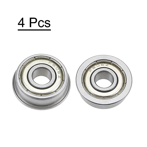 uxcell F606ZZ Flanged Ball Bearing 6x17x6mm Double Shielded Chrome Steel Flange Bearings, 4pcs - size: 6x17x6mm