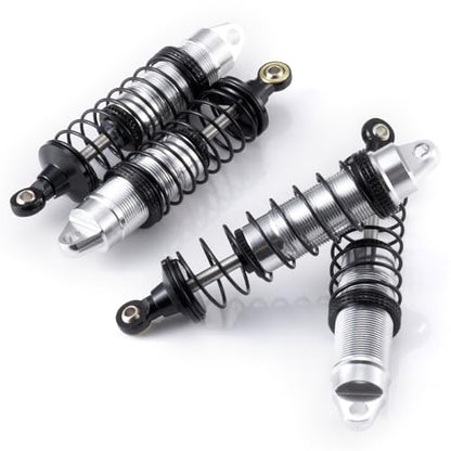 4Pcs Aluminum Front & Rear Shock Set RC Dampers，Silver + Black | Upgrade Parts, For Losi 1/16 Mini-B, For Losi 1/18 Mini-T, RC Car Buggy - color: Silver + Black