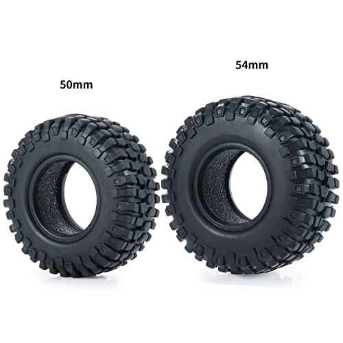 SWX 1.0 4Pcs Micro Rubber Tires for SCX24 1/24 RC Crawler Car 54mm | 1.0 Tires, Micro Rubber Tires, 54mm, SCX24, 1/24 Crawler, 4Pcs