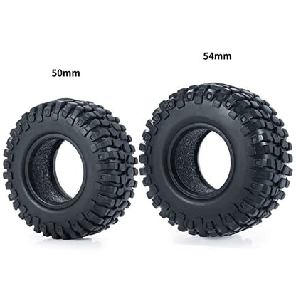SWX 1.0 4Pcs Micro Rubber Tires for SCX24 1/24 RC Crawler Car 54mm | 1.0 Tires, Micro Rubber Tires, 54mm, SCX24, 1/24 Crawler, 4Pcs