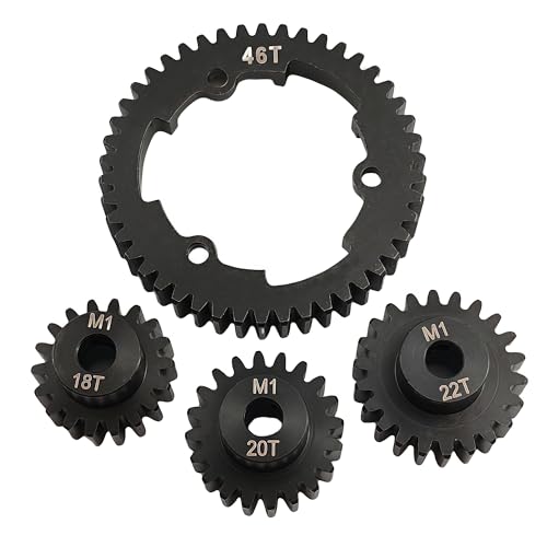 Hardened Steel Spur Gear Set with 18T 20T 22T Pinions for X-Maxx Maxx (46T) | 1/5 Scale,1/7 XO-1,1/10,E-Revo 2.0 VXL,Heavy Duty,Upgrade Parts,6447,High Strength,Wear Resistant - size: 46T