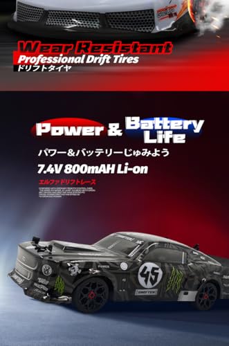 1/18 Scale Electric RC Drift Car with Controled Light, 2.4G 4WD Full Proportional Remote Control Racing Sport Car, 24KM/H High Speed Drift Vehicle for Adults