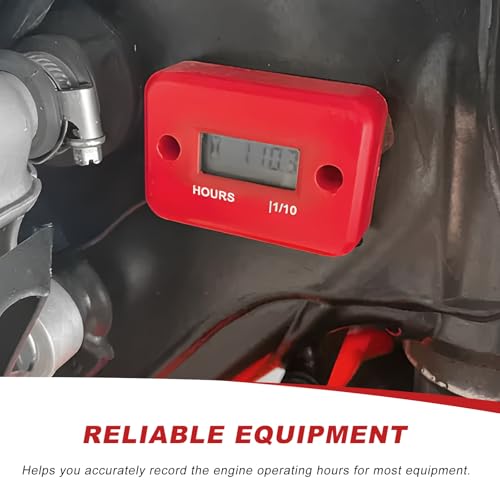 2 PCS Inductive Hour Meter, 3V Waterproof Gas Engine Tachometer Generator Hr Meters, Universal Small Engine Induction Hourmeter for Motorcycles ATVs Boats Dirt Bikes (Red) - color: Red