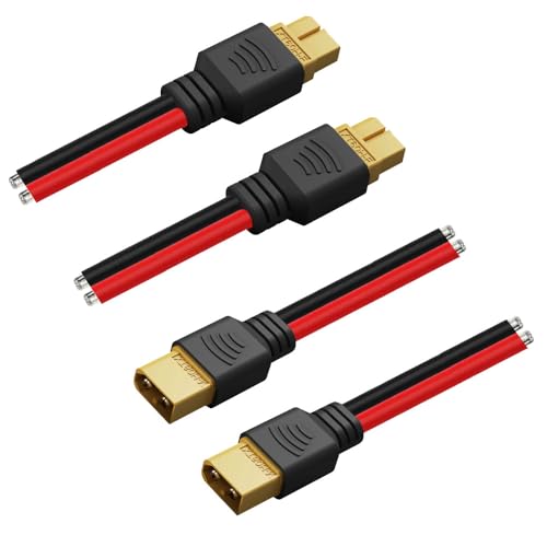 GRZWAYS 2 Pairs XT60 Plug Female and Male Connector with 12AWG Wire for RC Lipo Battery Cable Drone Car Boat