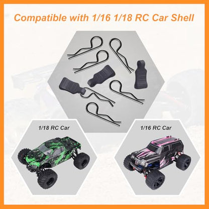 50PCS RC Clips RC Body Clips with Pull Tabs for All 1/16 1/18 Traxxas Axial Redcat Tamiya Team Associated RC Car Shell (Black) - color: Black