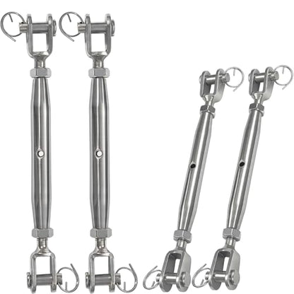 4PCS M10 Jaw and Jaw Turnbuckles for Cables Wire Rope Tension | Made of 304 Stainless Steel, Corrosion Resistant & Easy to Use,660lbs Rated,Industrial Shade Sail Rigging - size: 4PCS-M10-UU