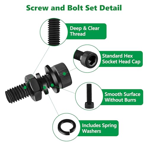 481PCS M3 Screw Assortment Kit, 12.9 Alloy Steel Hex Socket Cap Bolts | High-Tensile, M3 x 30/35/40/45/50mm, With Flat Washers & Allen Wrench, Black Zinc Plated For 3D Printing,RC,DIY,Home - size: M3 481pcs 3