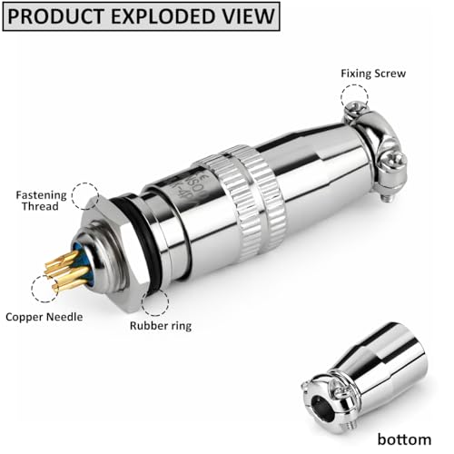 [Pack of 4] CLYXGS XS8 Push-Pull Aviation Connector, 4 Pin Self-Latching Circular Plug & Socket, Quick Release Ball Detent Locking, 8mm Mounting, 3A 250V Metal Industrial Wire Connector - style: XS8-4