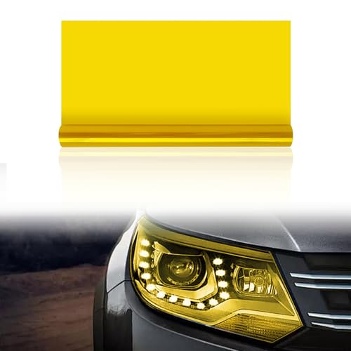 Car Lamp Film 12 X 48inch Cuttable and Stretchability, Non-Marking Self-Adhesive Decals Car Decor, Car Headlight Taillight Fog Lamp Packaging Protective Film, Yellow - color: Yellow