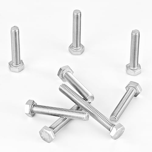 M6 x 30mm 35mm 40mm 45mm 50mm Heavy Duty Hexagon Bolts Hex Head Screws, 304 Stainless Steel, Metric, Machine Fully Thread, Bright Finish, Assortment Kit 50PCS - size: M6 x 30/35/40/45/50mm (50PCS)