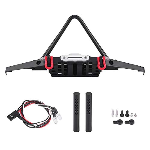 RC Crawler Front Bumper, Steel Construction with Integrated LED Lights, RC Car Upgrade Part, for Off-Road Adventures Rock Crawling Enthusiasts