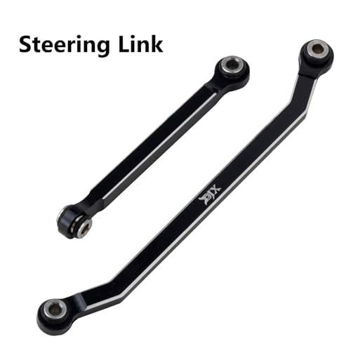 DJX CNC Aluminum High Clearance 4-Link w/Steering Link Set for 1/18 RC Crawler Redcat Ascent-18 Upgrades Part (Black) - color: Black