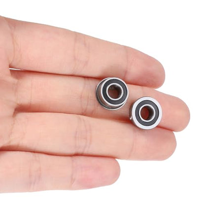 uxcell F693-2RS Flanged Ball Bearing 3x8x4mm Double Sealed Chrome Steel Flange Bearings, 10pcs - size: F693-2RS