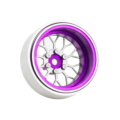 4PCS Grade 5 Titanium Wheel Face Aluminum 1.3 Inch Wheels Hubs for 1/24 Axial SCX24 FCX24 1/18 TRX4M Redcat Ascent-18 HPI Venture18 Upgrade Parts - color: Purple