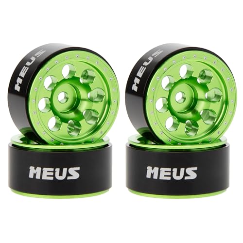 MEUS RACING 0.7 Beadlock Wheels Rims Deep-Dish Wheel for Axial SCX30 1/30 RC Crawler Upgrades(Type D, Green) - color: Type D, Green