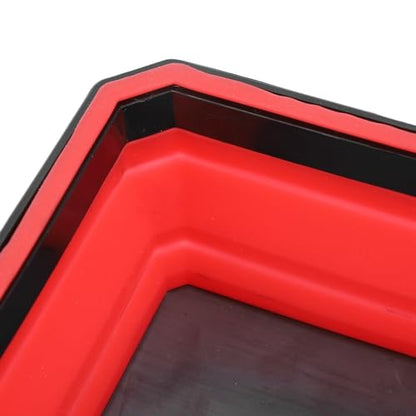 Sorandy Magnetic Parts Tray, Collapsible Silicone Tool Tray, Magnetic Base with Foldable Design, Ideal for Small Parts & Tools, RC Vehicles Repair (Red) - color: Red