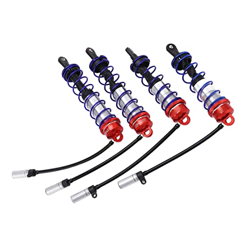 RC Damper, Aluminum Alloy Oil Adjustable with High Elasticity Spring, RC Shock Absorber, 4PCS Set for 1/8 Scale Off-Road RC Crawler Truck Truggy Enthusiasts - color: Red