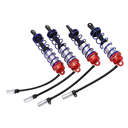 RC Damper, Aluminum Alloy Oil Adjustable with High Elasticity Spring, RC Shock Absorber, 4PCS Set for 1/8 Scale Off-Road RC Crawler Truck Truggy Enthusiasts - color: Red