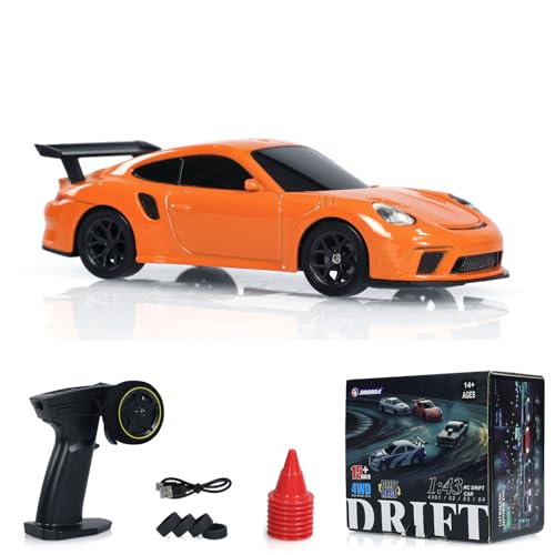 TOUCAN RC HOBBY US in Stock 1/43 Mini RC Drift Car Raceing Toy Radio Lights Traffic Safety Cone Without a Gyro Orange - color: Orange