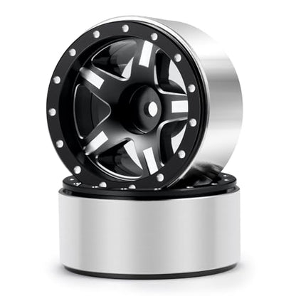 RCHUBAM 4PCS 1.3" Metal Beadlock Wheel Rim for SCX24 TRX4M RC Upgrade Parts | Aluminum Alloy Wheel Hub,RC Replacement Accessories,3 Color - color: Black