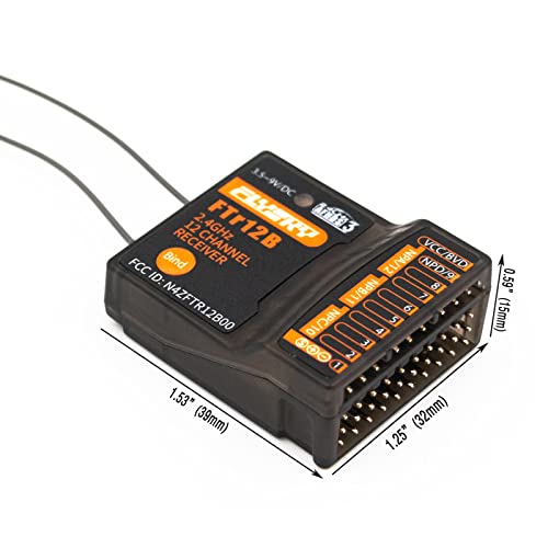 HTLNUZD Flysky FTr12B 12 Channel 2.4ghz Dual Antenna PWM PPM i.Bus S.Bus Receiver, Adaptation PL18 NB4 NB4 Lite AFHDS3 Transmitter for Rc Airplaner Engineering Vehicle