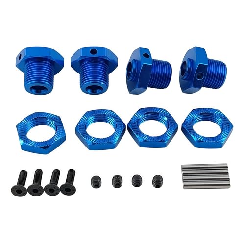 17mm Aluminum Wheel Hex Hub & Nut Set for ARRMA Typhon 4X4 3S BLX (Blue) | 550 MEGA,1/8 Scale,Fits Hex Wheels,Upgrade Parts,AR310906 Compatible,ARA310906 ,AR310904 Compatible,ARA310904 Compatible - color: Blue