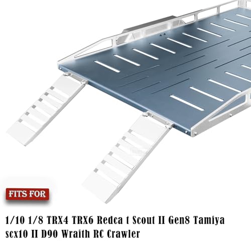 RC Trailer for 1/8 1/10 RC Crawler TRX4 TRX6 Redca t Scout II Gen8 Tamiya Scx10 II D90 Wraith,Aluminum RC Heavy Duty Truck and RC Rock Cars Trailer with RC Trailer Hook Coupler,Titanium - color: (Aluminum Rc Trailer) - Titanium