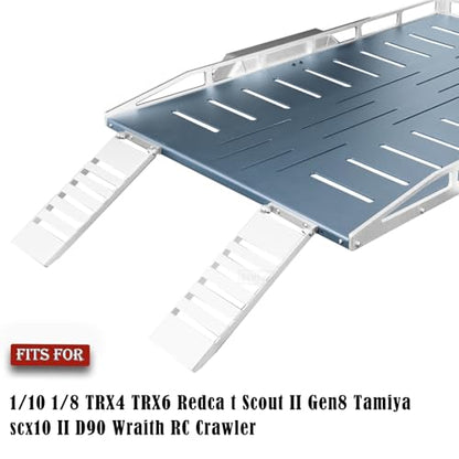 RC Trailer for 1/8 1/10 RC Crawler TRX4 TRX6 Redca t Scout II Gen8 Tamiya Scx10 II D90 Wraith,Aluminum RC Heavy Duty Truck and RC Rock Cars Trailer with RC Trailer Hook Coupler,Titanium - color: (Aluminum Rc Trailer) - Titanium