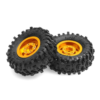 1.0"RC Aluminum Beadlock Wheel and Crawler Tires set OD 51mm (w/Foam Inserts Fit) 7mm Hex for 1/18 1/24 RC Crawler car Axial 90081 AX24 FCX24M FMS SCX24 R310