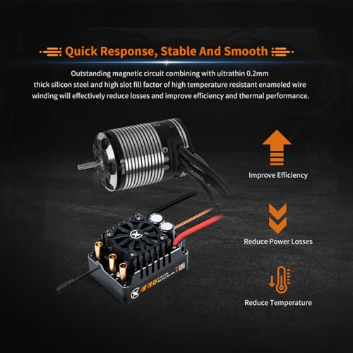 XC E3652 & E10 Sensored Brushless Motor and ESC Combo for RC Car,2-3S Lipo,IP67 Water Proof,Applicable to:1/10 On-Road,Off-Road,Short Course(Light Load) - size: 3300KV+E10 XT60