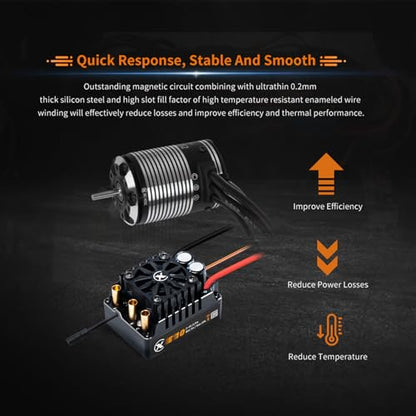 XC E3652 & E10 Sensored Brushless Motor and ESC Combo for RC Car,2-3S Lipo,IP67 Water Proof,Applicable to:1/10 On-Road,Off-Road,Short Course(Light Load) - size: 3300KV+E10 XT60