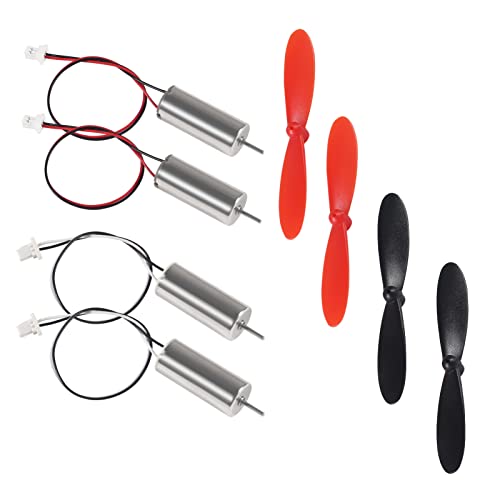 4pcs 8520 Brushed Motors 8.5x20mm Motor 3-5V 0.15A 35000RPM-50000RPM 8520 Motor Hollow Cup Drone Motor + 4pcs CW CCW Propeller Compatible with FPV RC Quadcopter